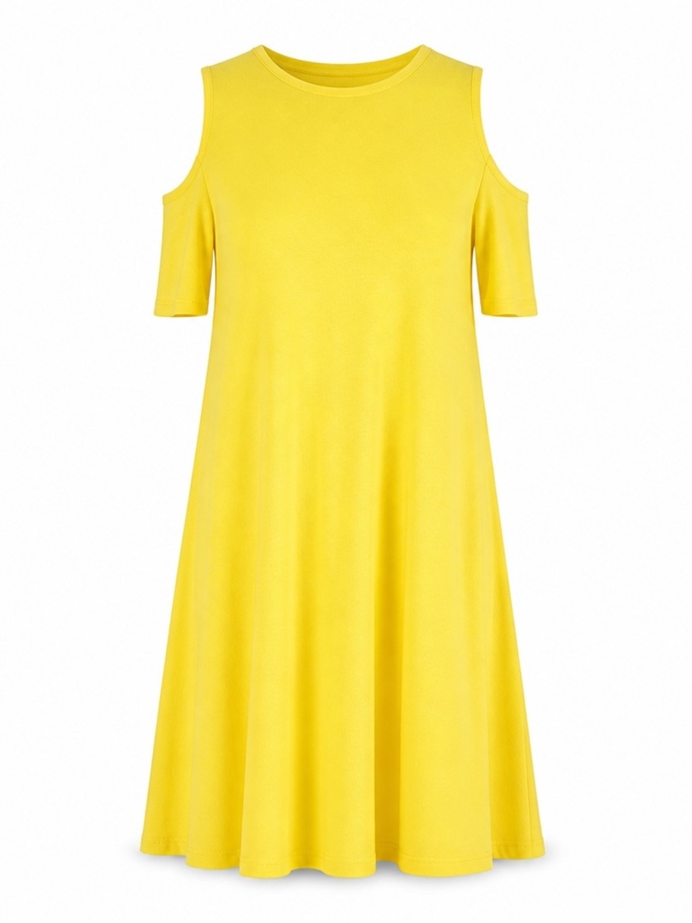 ASOS US4 yellow‎ cold shoulder stretchy lightweight viscose blend swing dress